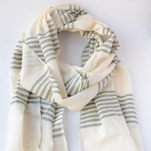 Linen Pinstripe Patches Scarf Fair Trade